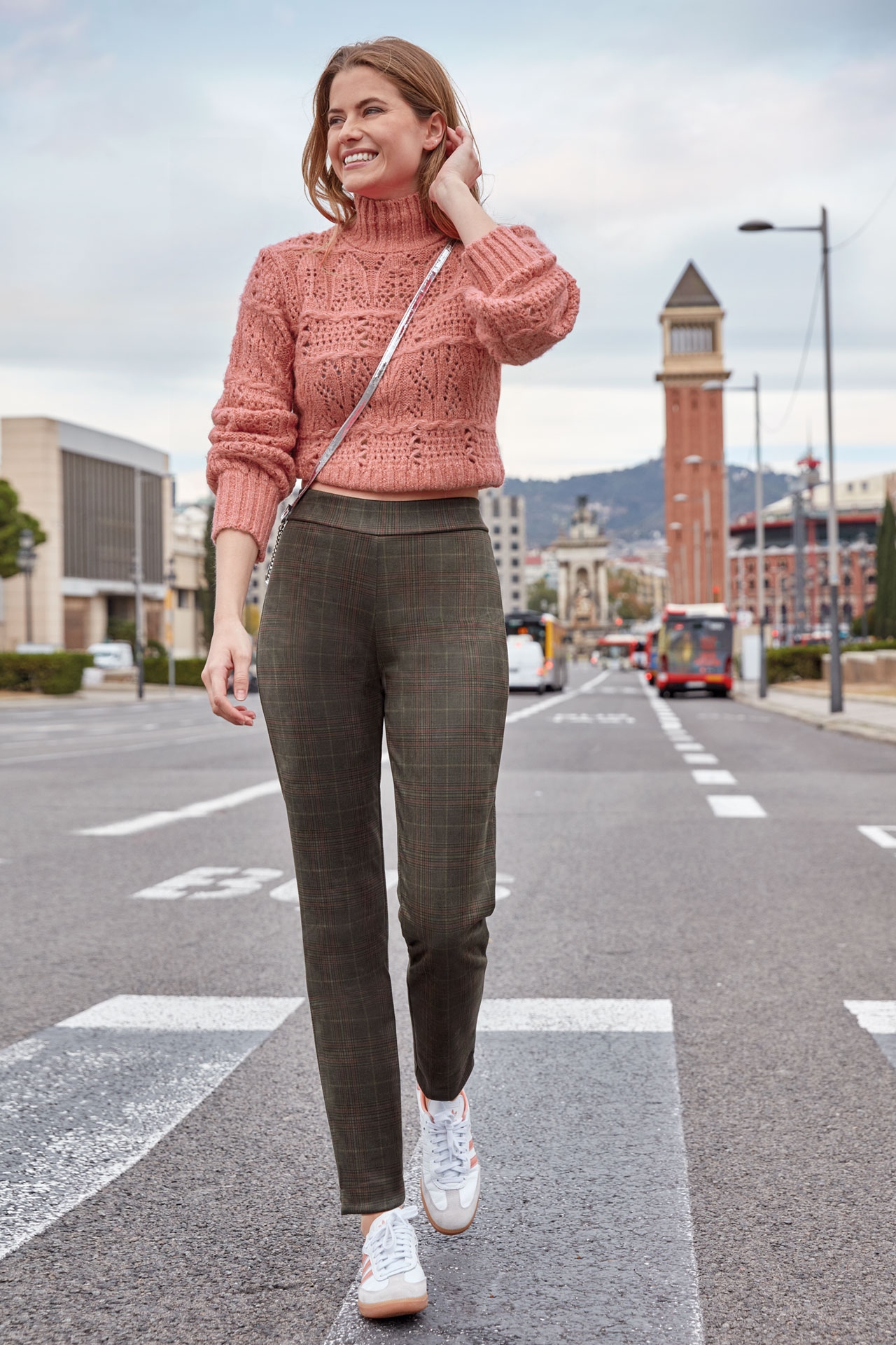 JANIRA  PANTS  CIGAR   GREE.TARTAN   GREEN  T.L