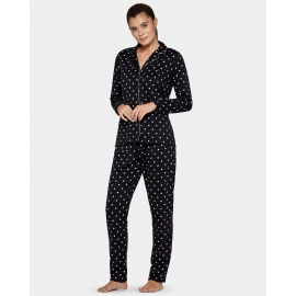 IMPETUS PIJAMA MUJER P/L M/L MODAL/ALGODON 8520K16 NEGRO/TOPOS T.XL