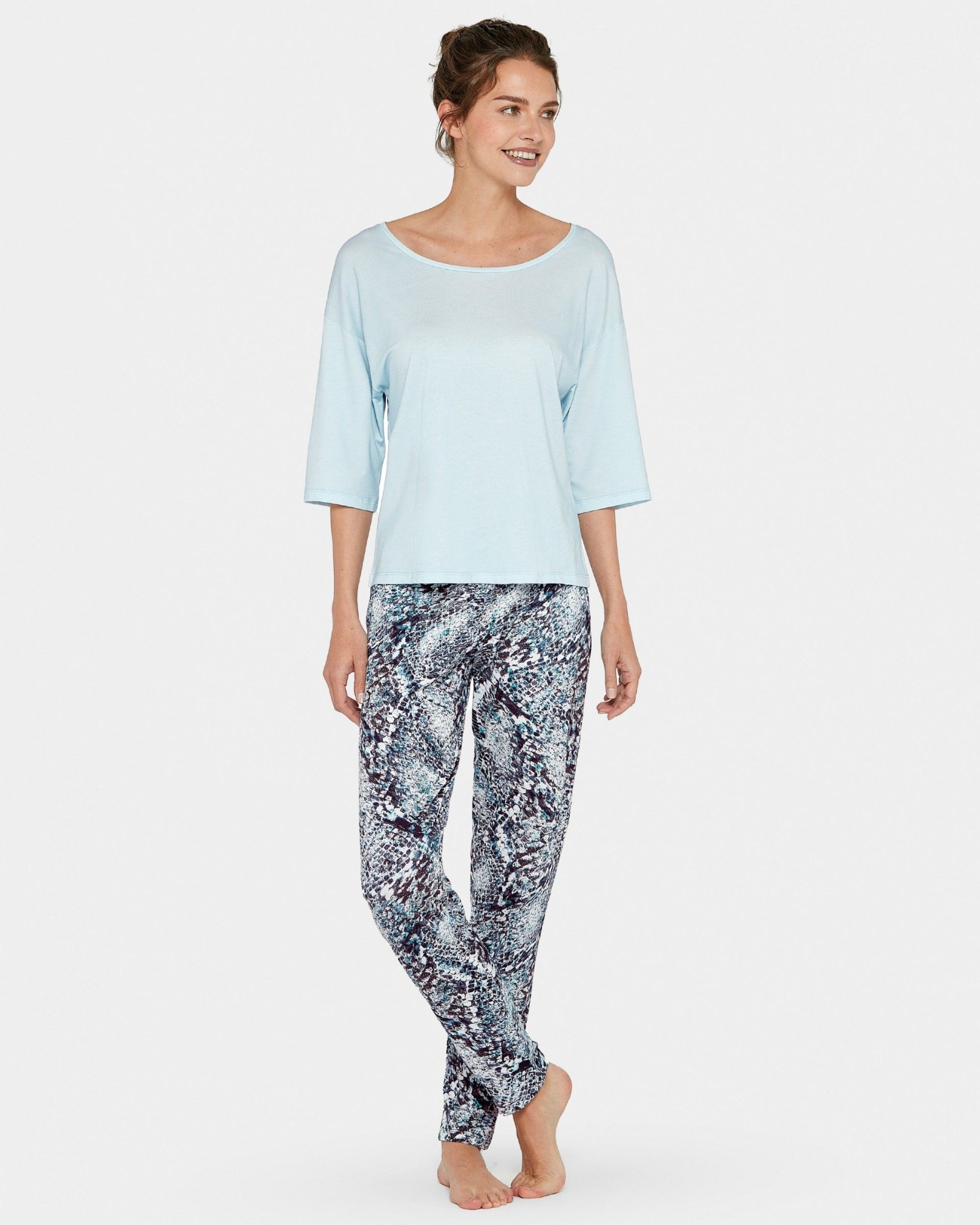 IMPETUS PIJAMA MUJER P/L M/C MODAL 8521K62 AZUL CELESTE/ESTAMP/M71 T.XL