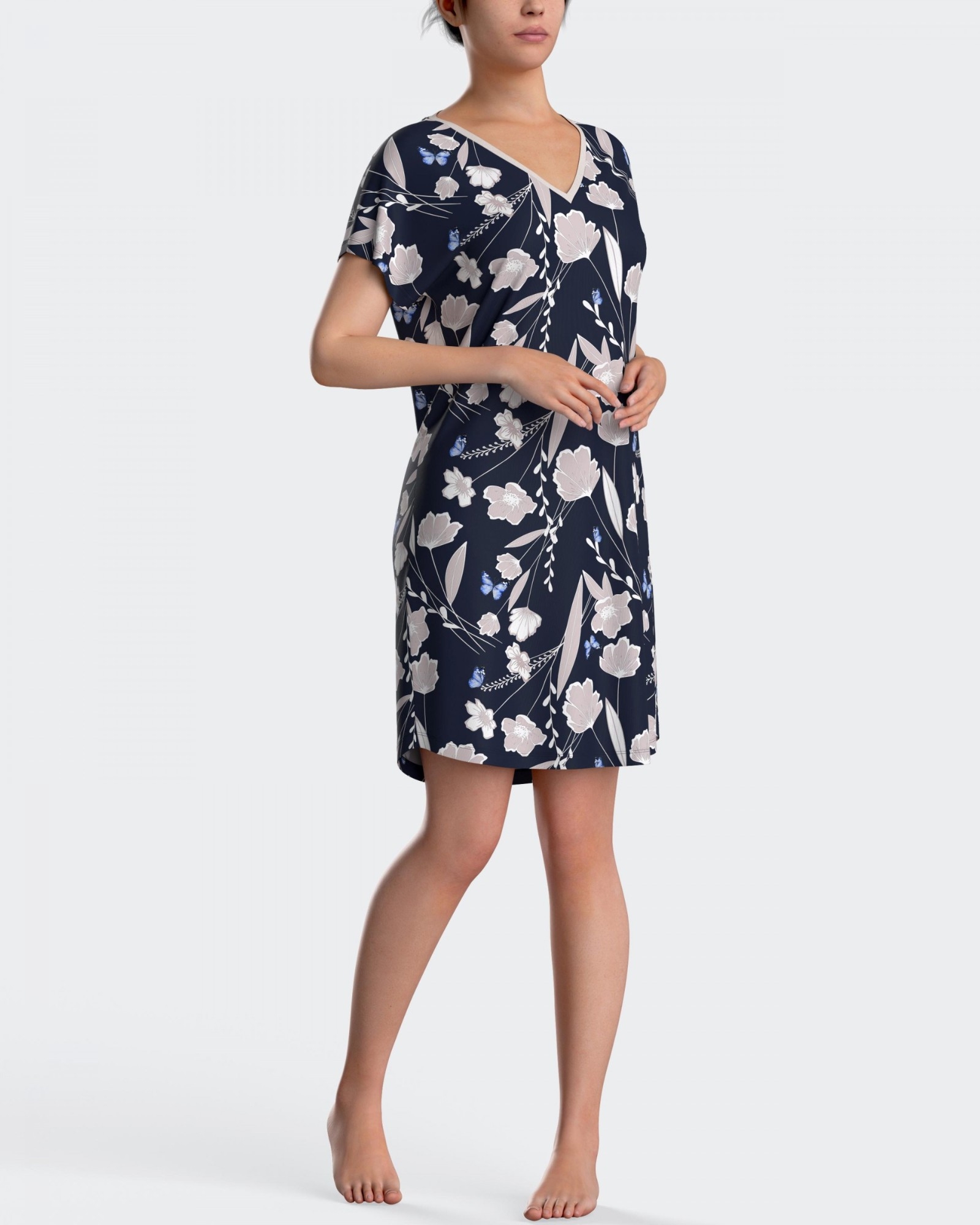 IMPETUS   CAMISÒN MUJER  M/C  100%  LYOCELL  IM8662N5400  C.ESTAMP./MARINO  T.L