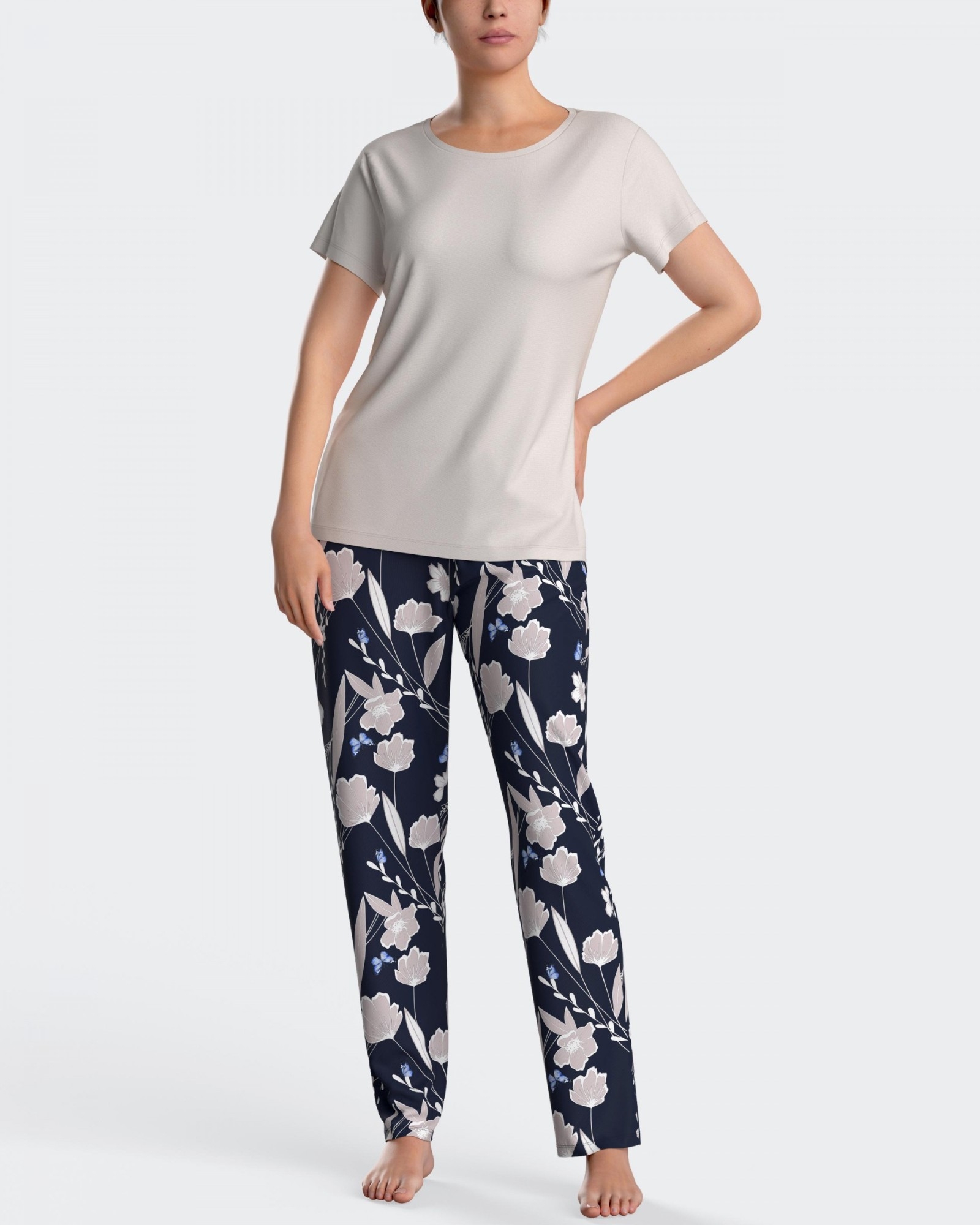 IMPETUS  PIJAMA  MUJER M/C  PANT./LARGO  IM8561N5400 C.BL/AZ  T.M