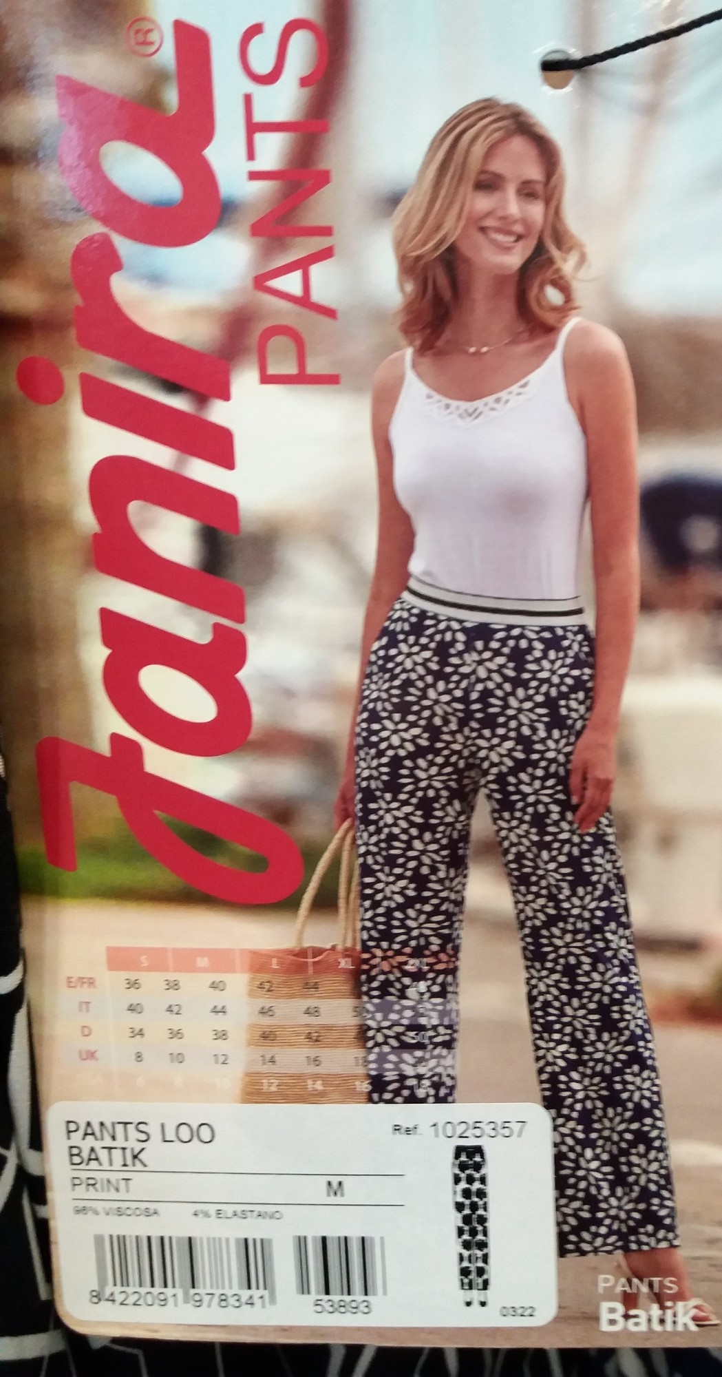 JANIRA  PANTALON  PANTS LOO 1025357  BATIK  AZUL  BLANCO  T.MD