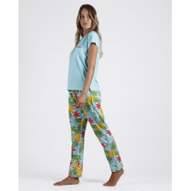 ADMAS PIJAMA MUJER P/L M/C 56125-0 TURQUESA T.L/G