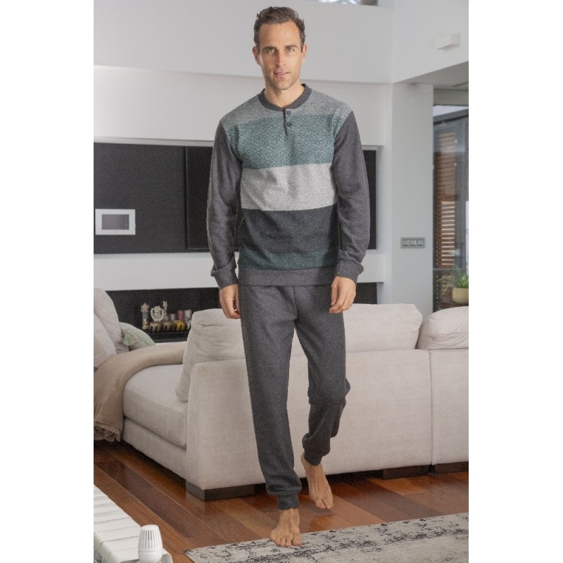 MUSLHER PIJAMA HOM INV. 245615 C/PUÑO PTO MILANO VERDE T.S/P