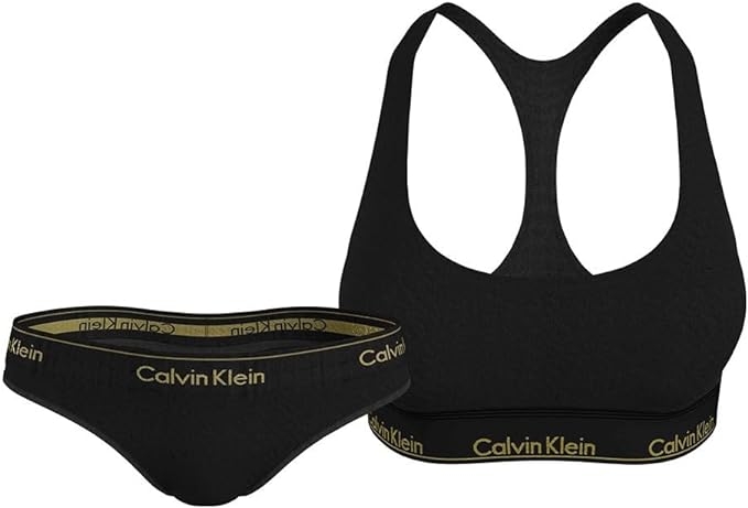 CALVIN  KLEIN  SET  BRALETTE + TANGA  COTTON QF 7453 E  C.NEGRO  T.M