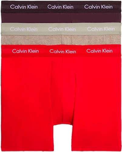 CALVIN  KLEIN  BOXER  PACK-3  LARGOS 000NB1770A  CREMA/ROJO / GRANAT T.L/G