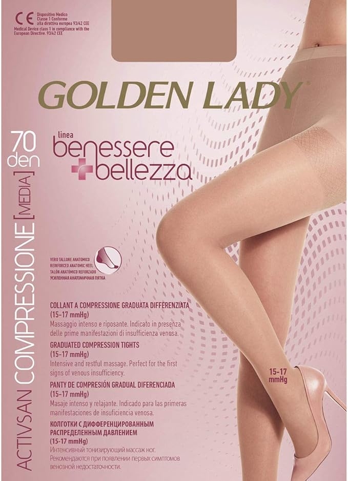 GOLDEN LADY ACTIVSAN PANTY COMPRES. 70den NEGRO T.M