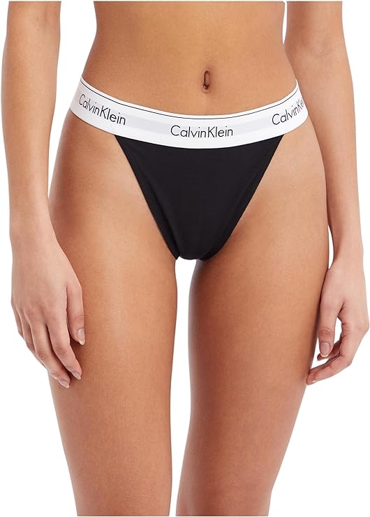 CALVIN  KLEIN  TANGA MUJER  CINTURILLA ANCHA  QF7013E UB1  C.NEGRO T. XS