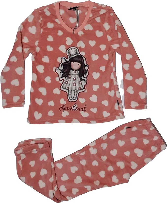 SANTORO PIJAMA NIÑA POLAR 54424-0 P/L M/L FRAMBUESA/COR T.6 años