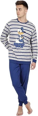 DISNEY PIJAMA HOMBRE P/L M/L 54224-0   PATO DONALD AZUL/GRIS  T.S/P