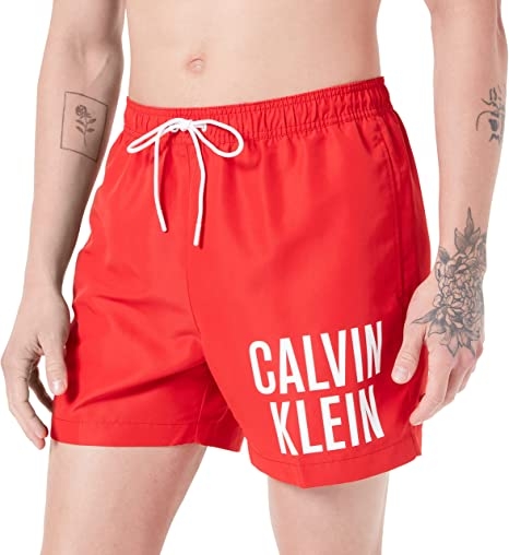 CALVIN KLEIN BAÑADOR HOMBRE CORTO KM00701 XNL ROJO/LOGO T.MD