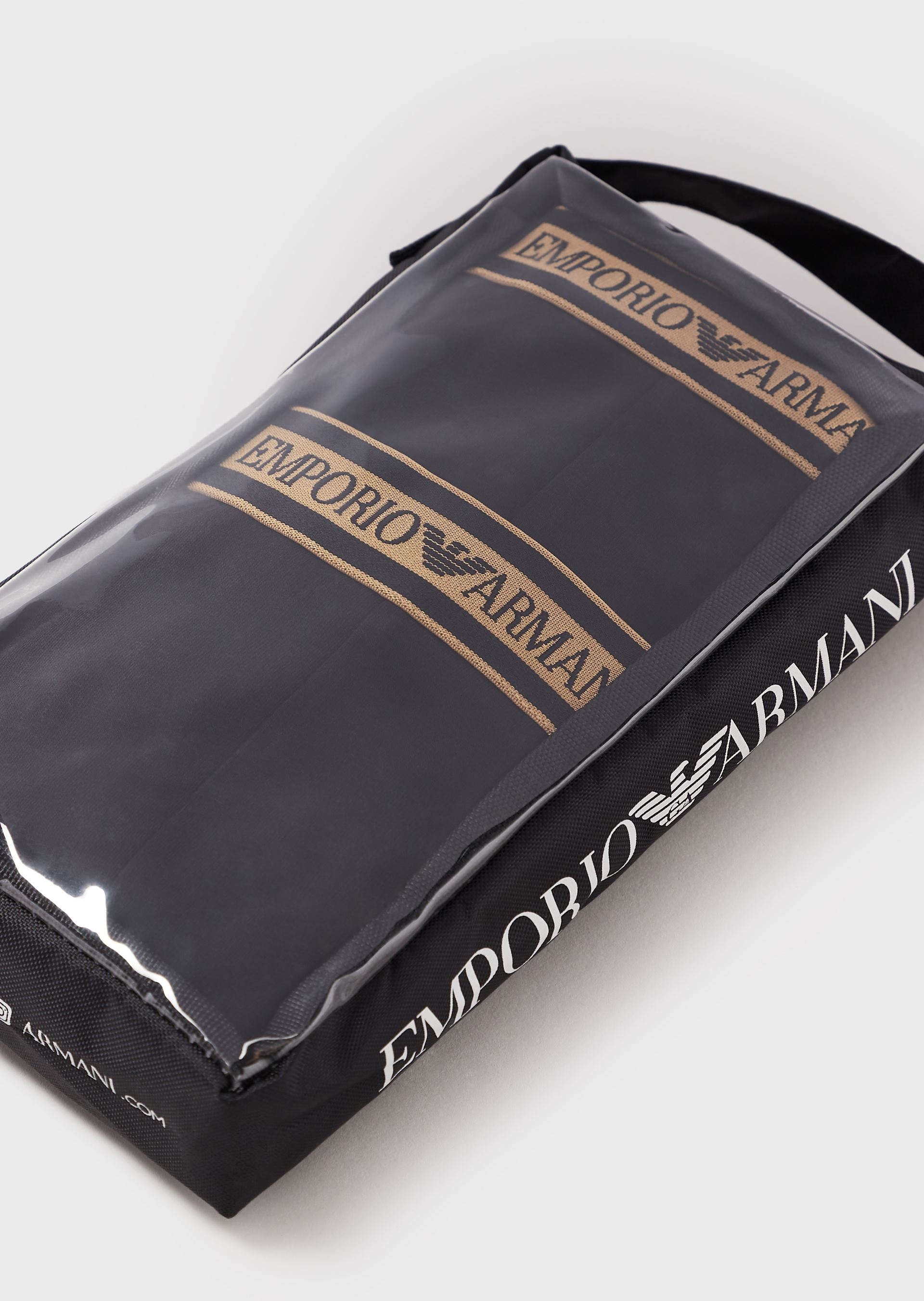 EMPORIO ARMANI BOXER COTTON  PACK 2 BOLSO 111210  NEGRO/ORO T.L/G