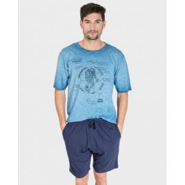 MASSANA  PIJAMA  HOMBRE P/C M/C 191325  AZUL AGUA  T.S/P