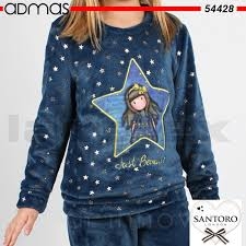 SANTORO LONDON   PIJAMA 54428-0  PELO M/L AZUL/ESTRELLAS  T.6