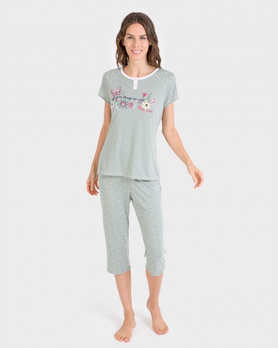 MASSANA PIJAMA MUJER M/C P/PIRATA  P201245  KAKI T.MD