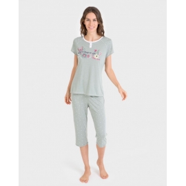 MASSANA PIJAMA MUJER M/C P/PIRATA  P201245  KAKI T.XL