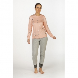 SEÑORETTA PIJAMA MUJER M/L 202100  ROSA /CORAZONES T.L/G