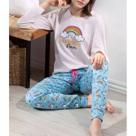 ADMAS PIJAMA MUJER M/L 54545-0 ARCO IRIS /UNICORNIO T.L