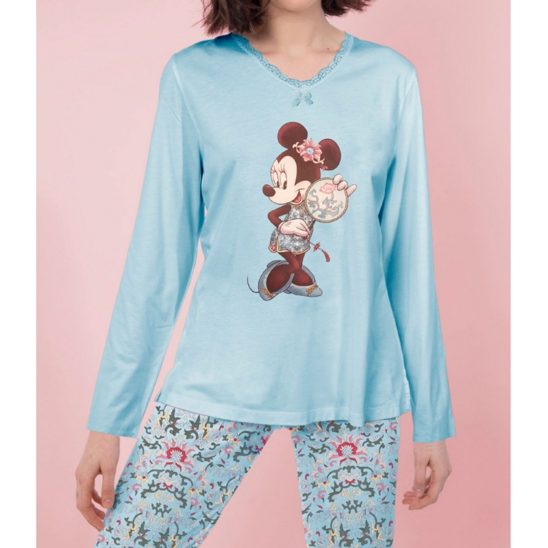 Pijama mujer Minnie azul marino y rojo Disney