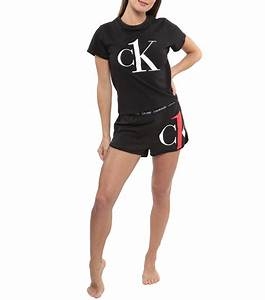 CALVIN KLEIN SLEEPWEAR MUJER  SET CAMISETA M/C +SHORT QS6443 E NEGRO T.L/G