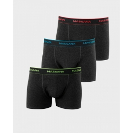 MASSANA BOXER PACK 3 UP37346  ALGODÓN GRIS/CINTUR.COLOR  T.L