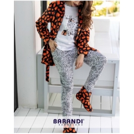 BARANDI BATA CREM+PIJAMA C/PUÑO MUJER INV. ALG CHARLIE-40 BEG/NAR T.L/G