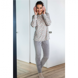 BARANDI PIJAMA MUJER INV P/L M/L BLANCHE-11 C/PUÑO GRIS T.L/G