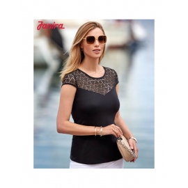 JANIRA CAMISETA MUJER  M/C TRIANGLES MODAL  C.NEGRO T.L