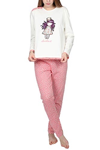 SANTORO PIJAMA MUJER P/L M/L 54413-0 CRUDO/CORAZONES T.XL/SG