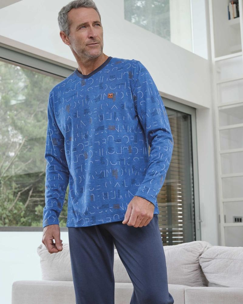 MASSANA  PIJAMA  HOMBRE  M/L  P731321  C. AZUL MEDIO T.XXL