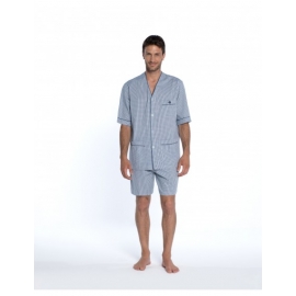 GUASCH PIJAMA HOMBRE M/C P/C ALGODÓN / TELA ABIERTO PY151 D870 C.AZUL   T.L