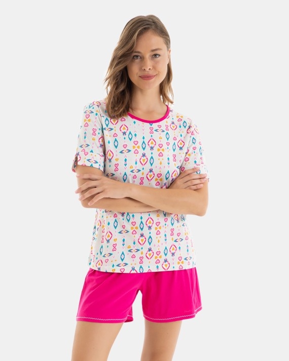 MASSANA PIJAMA MUJER P/C M/C ALG P251201 ESTAMPADO/ROSA T.MD