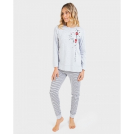 MASSANA PIJAMA MUJER  INVIERNO P/L M/L P711213  ALGODON  GRIS T.XL