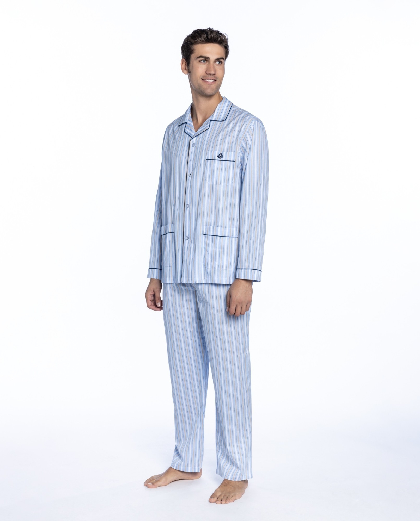 GUASCH  PIJAMA  HOMBRE  ABIERTO M/L P/L  PC141  D.907   RAYAS  T. S