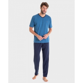 MASSANA PIJAMA HOMBRE P/L M/C  P231311 AZUL T.XL