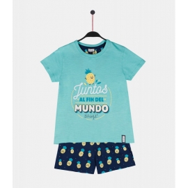 MR.WONDERFUL PIJAMA VERANO NIÑO P/C M/C 56725 TURQUESA (juntos al fin....) T.16 años