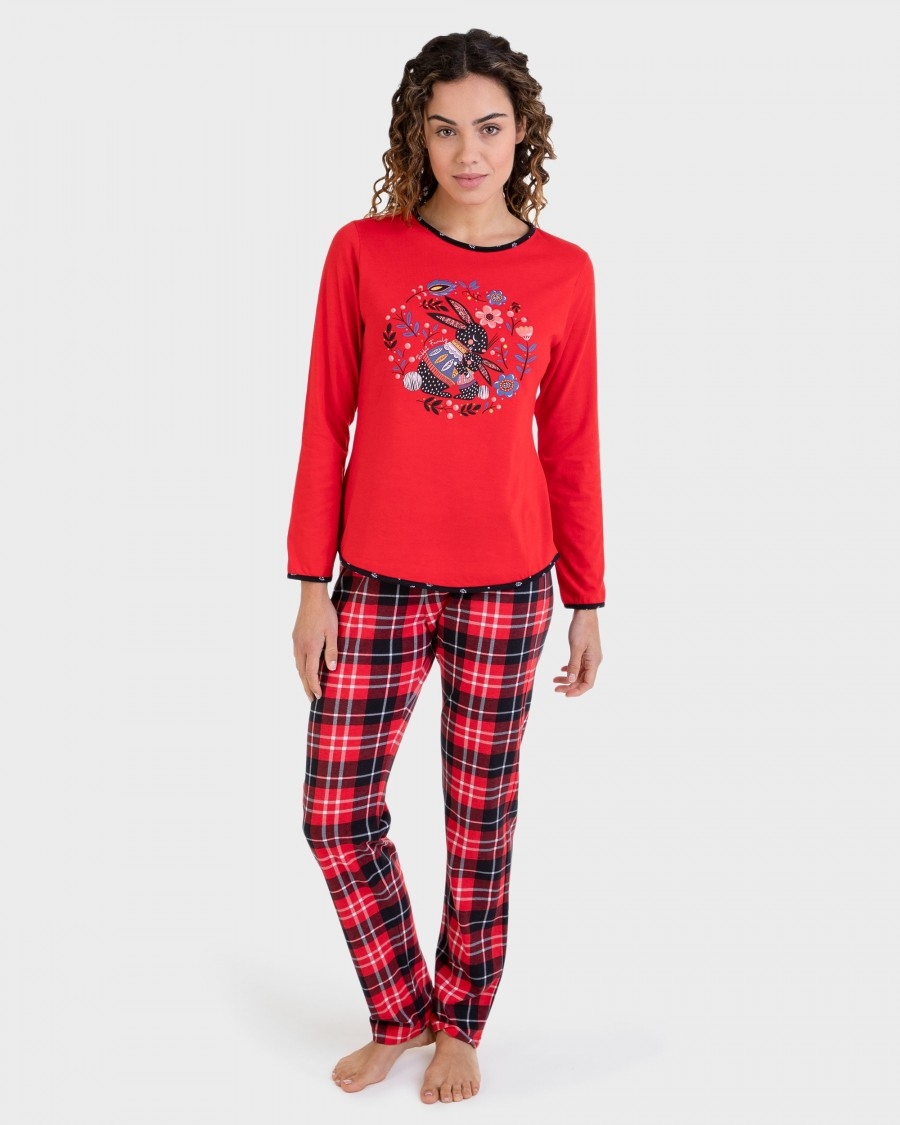 MASSANA PIJAMA MUJER INVIERNO P/L M/L P721226 ROJO  T.S/P