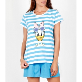 DISNEY PIJAMA MUJER P/C M/C DAISY 55077-0 TURQUESA T.S/P