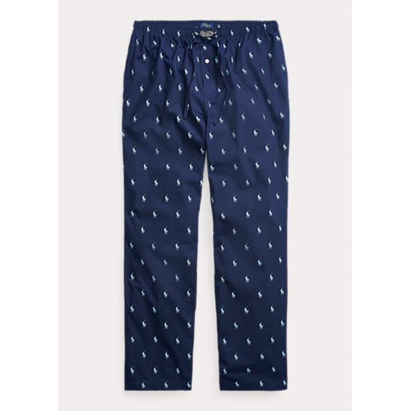 Polo Ralph Lauren Hombre Pantalón Pijama Azul /logos T.L la Media de Seda