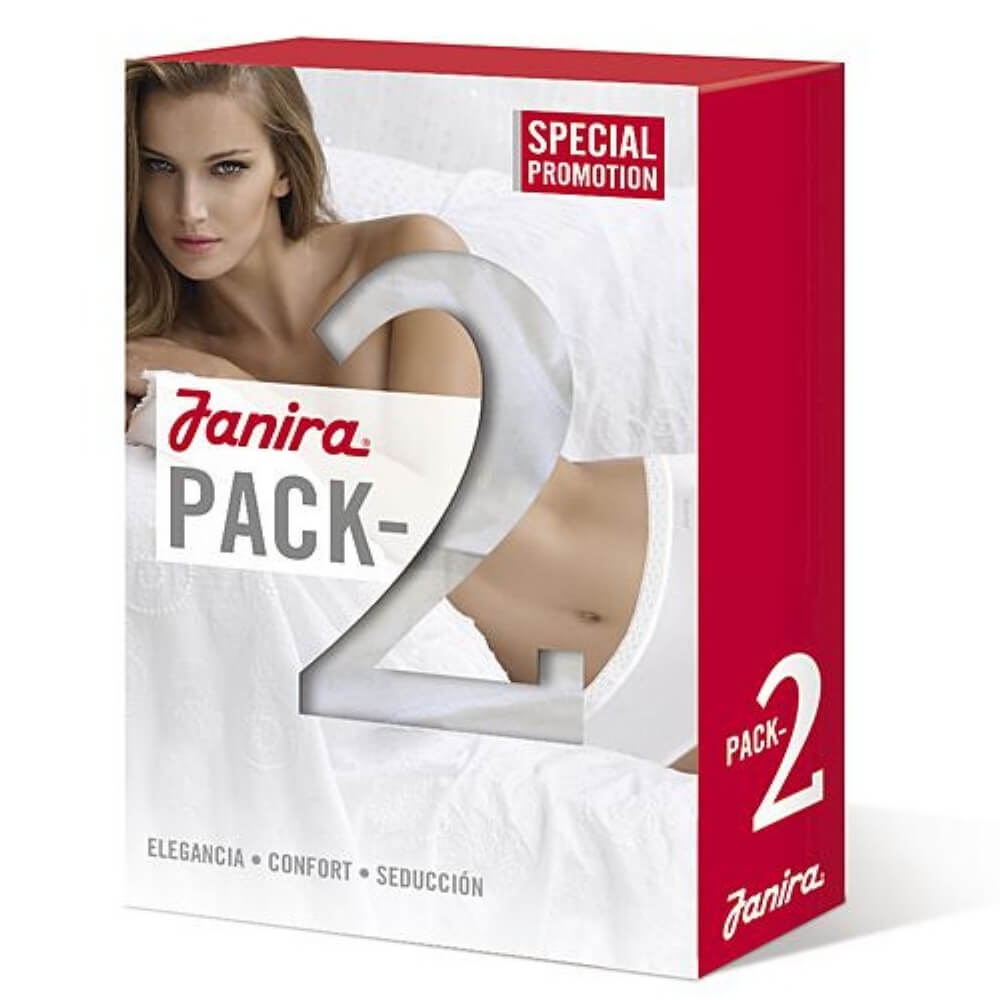 JANIRA  SLIP ESENCIAL   PACK - 2   ALGODÓN 1031637  BLANCO T. L