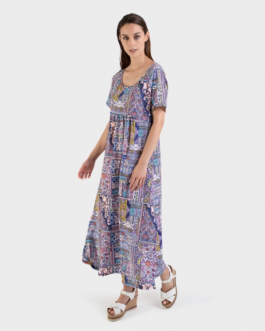 MASSANA VESTIDO SEMI LARGO L227402 K11 TINTA COLORES T.L/G