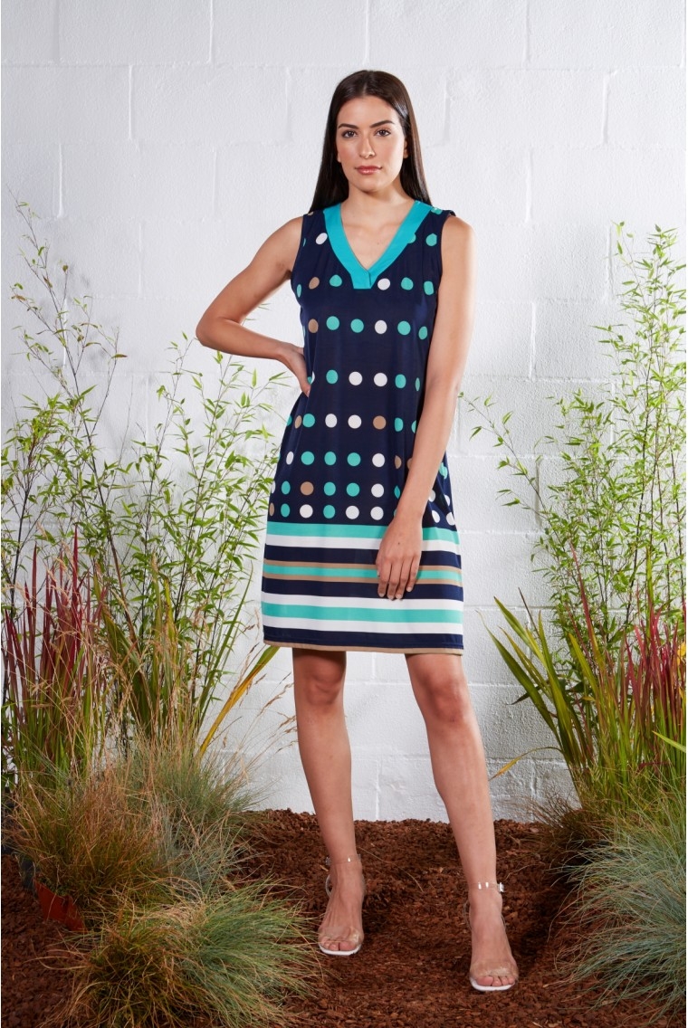 BELTY VESTIDO MUJER S/M 21V-1039Y-71 AZUL/LUNARES T.XL