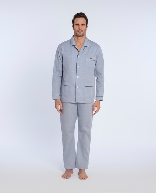 GUASCH  PIJAMA  HOMBRE  TELA  GRIS  RALLAS  ABIERTO   PC141D.847  T.L